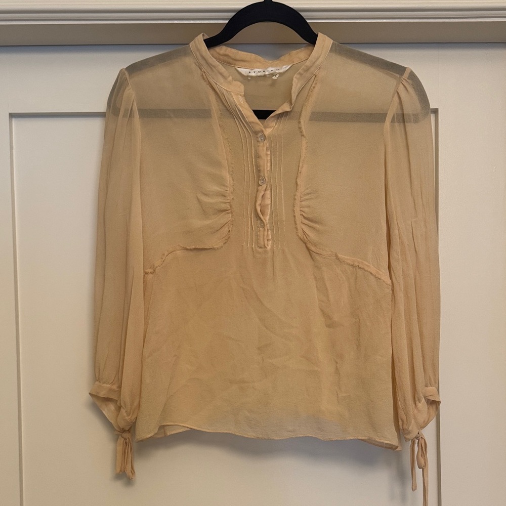 Studio M Sheer Silk Chiffon Elegant Cream Women's Top